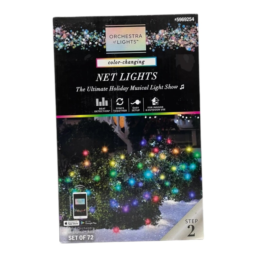 Set of 72 Gemmy Orchestra of Lights‎ Color-Changing LED Net Lights - NEW